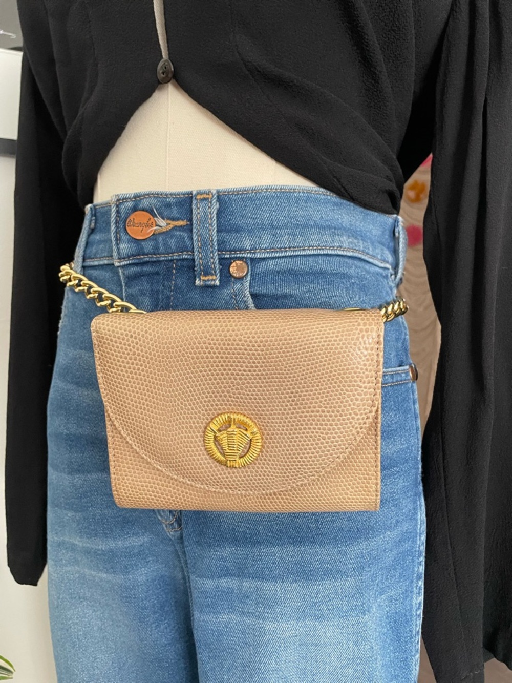 RARE - LOUIS FERAUD Tan Leather Covertible Crossbody and Belt Bag - Picture 3 of 6